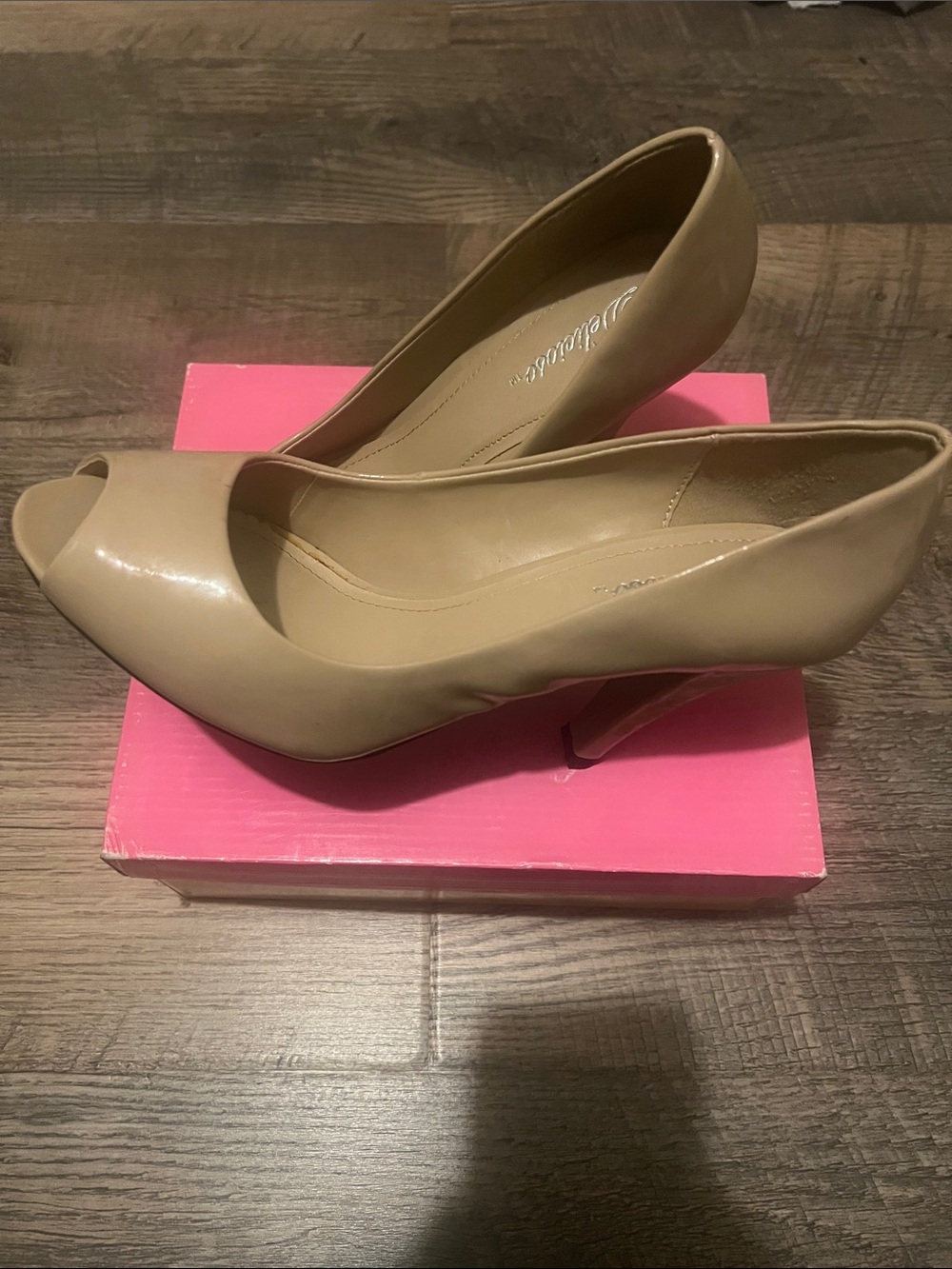 Delicious Beige Peep-Toe Heels